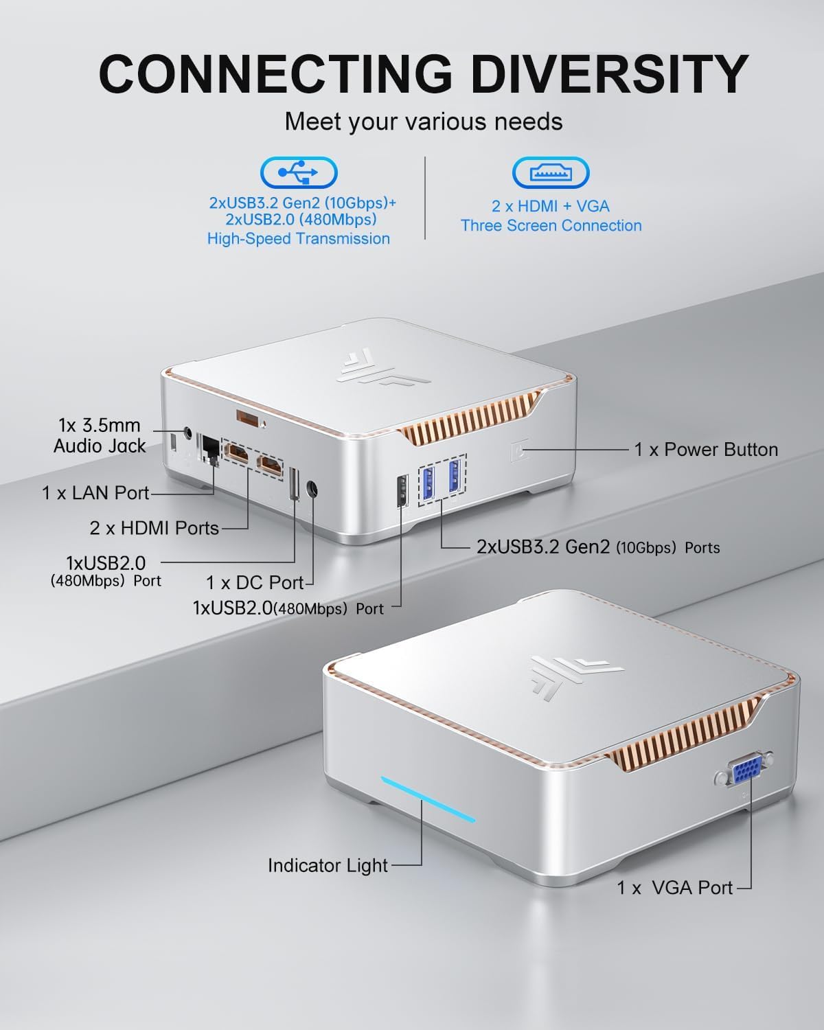 Gk3Plus Mini PC with Windows 11Pro, 16GB RAM 512GB M.2 SSD Mini Computers,12Th Gen Alder Lake N95 (Up to 3.4Ghz) Micro PC, 2.5''SSD, Gigabit Ethernet,4K Uhd,Wifi,Bt,Vesa/Home/Business Small Pc