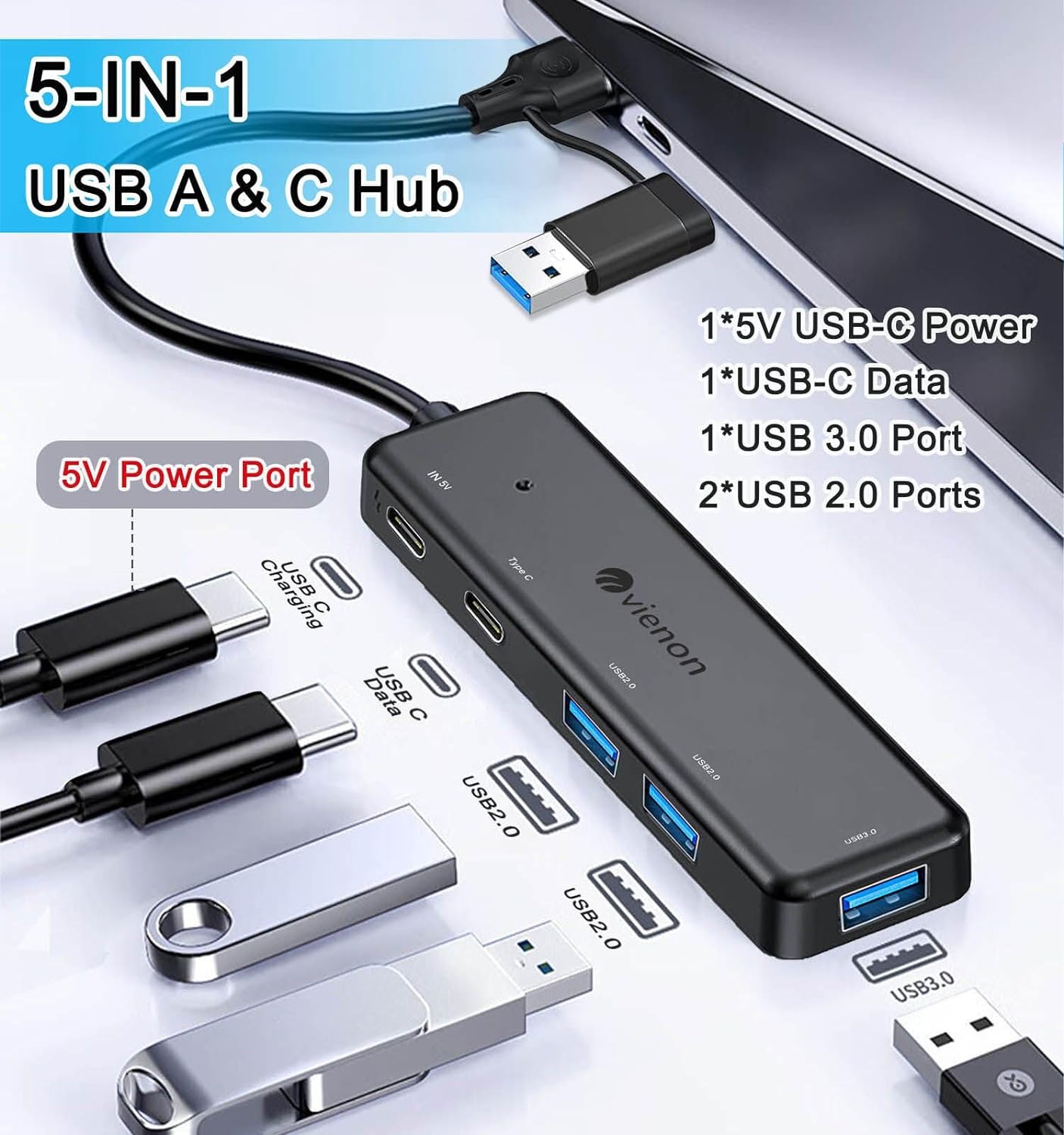 5 in 1 USB C Hub 